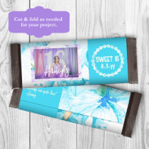 Türkis Sweet 16 Personalisiert Candy Bar Wrapper