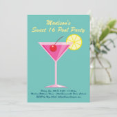 Türkis Sweet 16 Pool Party Einladung (Stehend Vorderseite)