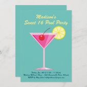 Türkis Sweet 16 Pool Party Einladung (Vorne/Hinten)
