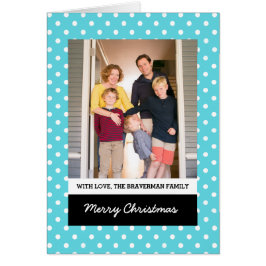 Türkis Sweet Polka Dot Holiday Foto Card
