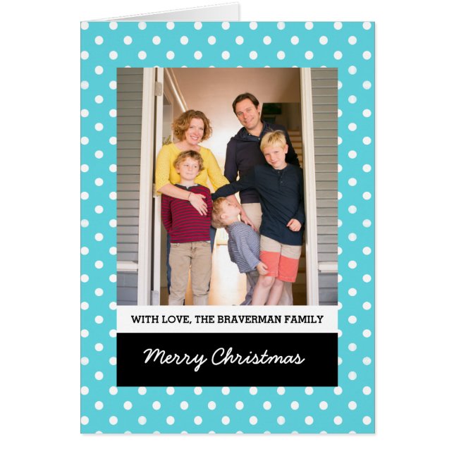 Türkis Sweet Polka Dot Holiday Foto Card (Vorne)