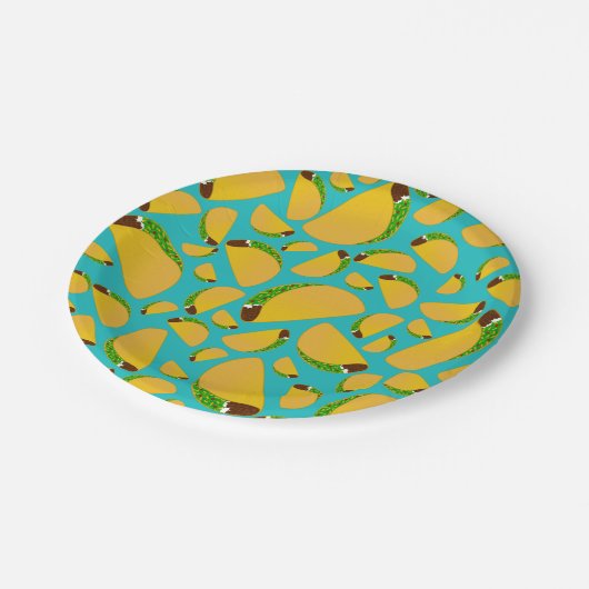 Türkis Tacos Pappteller (Schrägansicht)