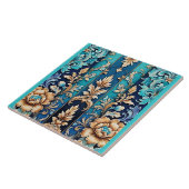 Türkis Tan Floral Damask Tile Western Style Fliese (Seite)