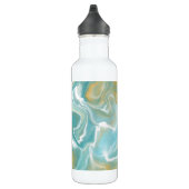 Türkis, Tan Fluid Art Marmor Personalisiert Edelstahlflasche (Rechts)
