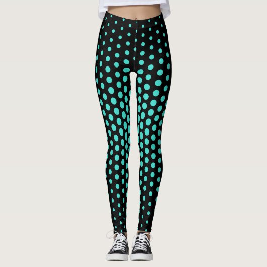 Türkis Techno Dot Muster Leggings (Vorderseite)