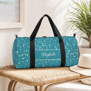 Türkis Terrazzo Individuelle Name Duffle Bag
