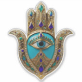 Türkis Third Eye Hamsa Aufkleber (Vorderseite)
