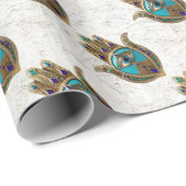 Türkis Third Eye Hamsa Geschenkpapier (Rolleneckpunkt)