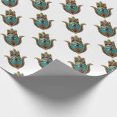 Türkis Third Eye Hamsa Geschenkpapier (Ecke)