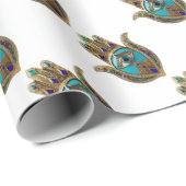 Türkis Third Eye Hamsa Geschenkpapier (Rolleneckpunkt)