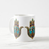 Türkis Third Eye Hamsa Kaffeetasse (Vorderseite Links)