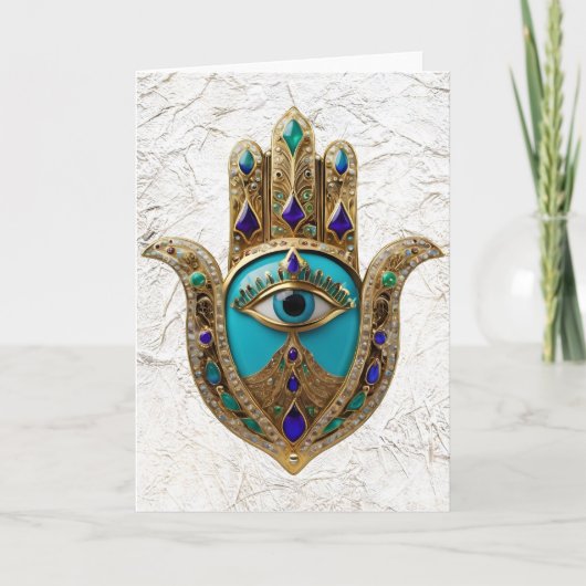 Türkis Third Eye Hamsa Karte (Vorderseite)
