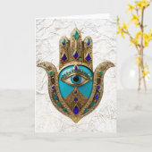 Türkis Third Eye Hamsa Karte (Gelbe Blume)