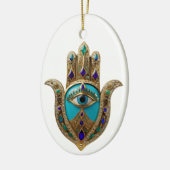 Türkis Third Eye Hamsa Keramik Ornament (Links)