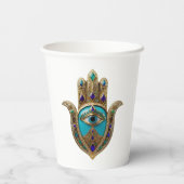 Türkis Third Eye Hamsa Pappbecher (Rückseite)