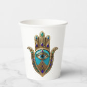Türkis Third Eye Hamsa Pappbecher (Vorderseite)