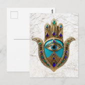 Türkis Third Eye Hamsa Postkarte (Vorne/Hinten)