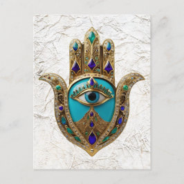 Türkis Third Eye Hamsa Postkarte