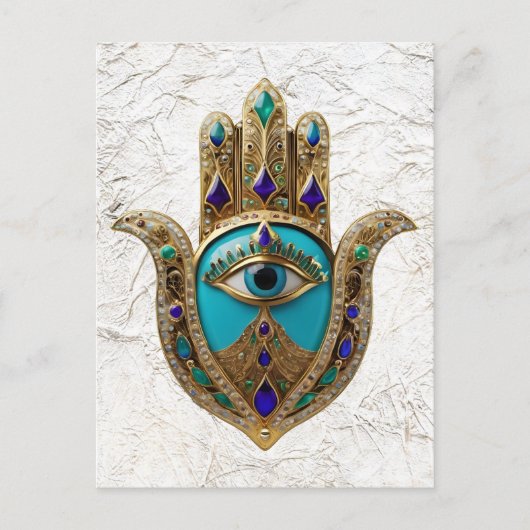 Türkis Third Eye Hamsa Postkarte (Vorderseite)