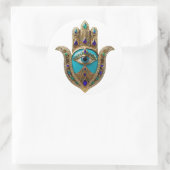 Türkis Third Eye Hamsa Runder Aufkleber (Tasche)