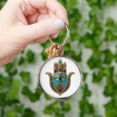 Türkis Third Eye Hamsa Schlüsselanhänger (Hand)