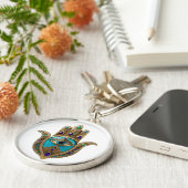 Türkis Third Eye Hamsa Schlüsselanhänger (Seite)