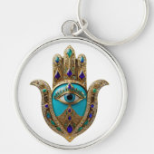 Türkis Third Eye Hamsa Schlüsselanhänger (Vorne)