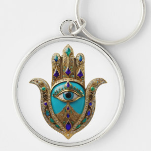 Türkis Third Eye Hamsa Schlüsselanhänger
