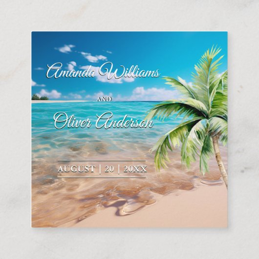 Türkis Tide Tropical Beach Hochzeit QR Code UAWG Begleitkarte (Rückseite)