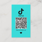 Türkis TikTok Social Media QR Code Visitenkarte (Rückseite)
