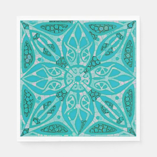 Türkis Tile Luncheon Paper Napkins Serviette (Vorderseite)