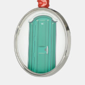 Türkis-transportierbare Toilette Silbernes Ornament (Links)