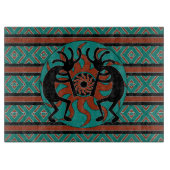 Türkis Tribal Sun Kokopelli Südwestdesign Schneidebrett (Vorderseite)
