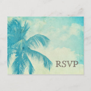 Türkis tropischer Palm Tree Wedding RSVP Einladungspostkarte