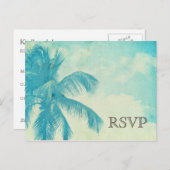 Türkis tropischer Palm Tree Wedding RSVP Einladungspostkarte (Vorne/Hinten)