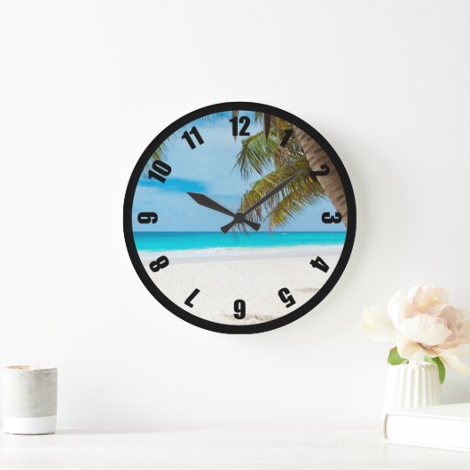 Türkis-tropischer Strand Große Wanduhr (Zuhause)