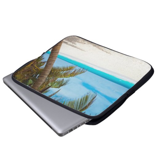 Türkis-tropischer Strand Laptopschutzhülle (Vorne Knopf)