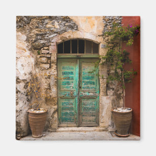 Türkis-Tür in Rethymno, Griechenland Magnet