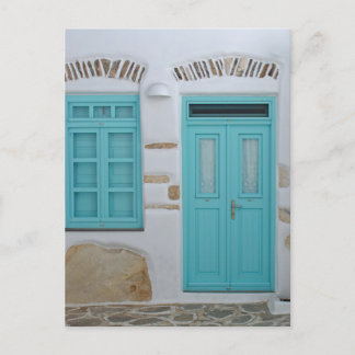 Türkis Tür - Kykladische Architektur Postkarte