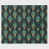 Türkis Türkis und Gold Art Deco Muster Geschenkpapier (Flach)