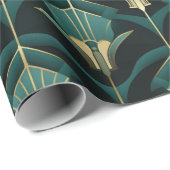 Türkis Türkis und Gold Art Deco Muster Geschenkpapier (Rolleneckpunkt)