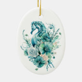 Türkis-Türkisblau - Pferd Weihnachten Keramik Ornament (Hinten)