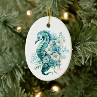 Türkis-Türkisblau - Pferd Weihnachten Keramik Ornament
