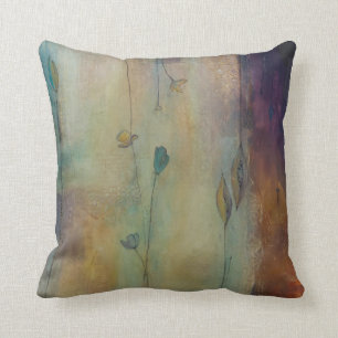 Türkis u. gelbes Blumen-Kissen Kissen