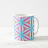 Türkis u. heißes Rosa-Fraktal-Kaleidoskop-Tasse Kaffeetasse (VorderseiteRechts)