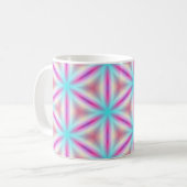 Türkis u. heißes Rosa-Fraktal-Kaleidoskop-Tasse Kaffeetasse (Vorderseite Links)