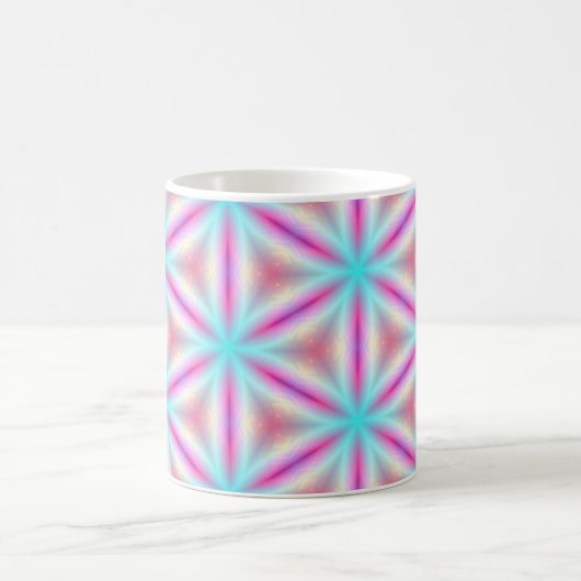 Türkis u. heißes Rosa-Fraktal-Kaleidoskop-Tasse Kaffeetasse (Mittel)