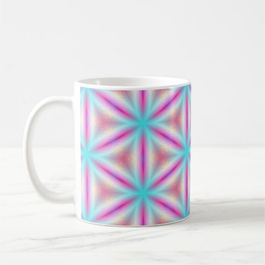 Türkis u. heißes Rosa-Fraktal-Kaleidoskop-Tasse Kaffeetasse (Links)