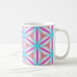 Türkis u. heißes Rosa-Fraktal-Kaleidoskop-Tasse Kaffeetasse