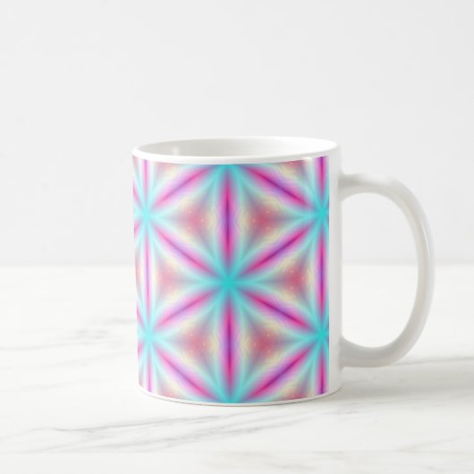Türkis u. heißes Rosa-Fraktal-Kaleidoskop-Tasse Kaffeetasse (Rechts)